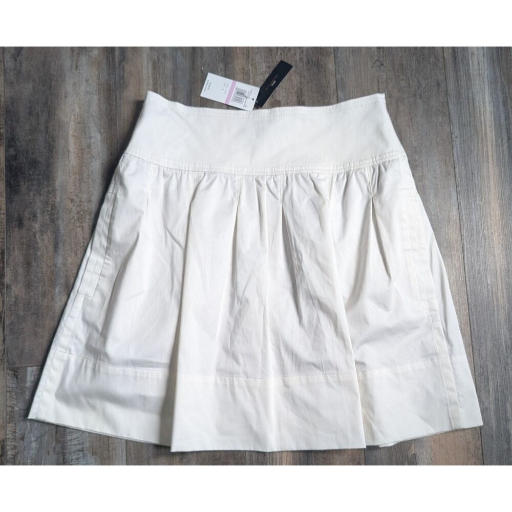 NWT NEW BCBG Maxazria Kacie Pleated White Skirt Women's Size 6 $158 Flare